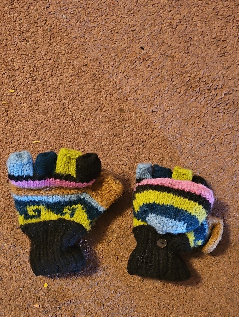 Kids Colorblock Convertible Mittens - Yellow & Black